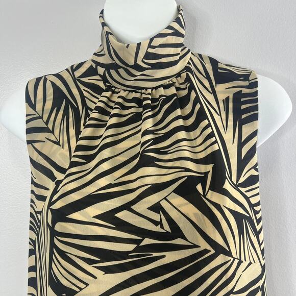 Vintage Y2K Harve Bernard Zebra Print Sleeveless Turtleneck Size 6P - Picture 2 of 5